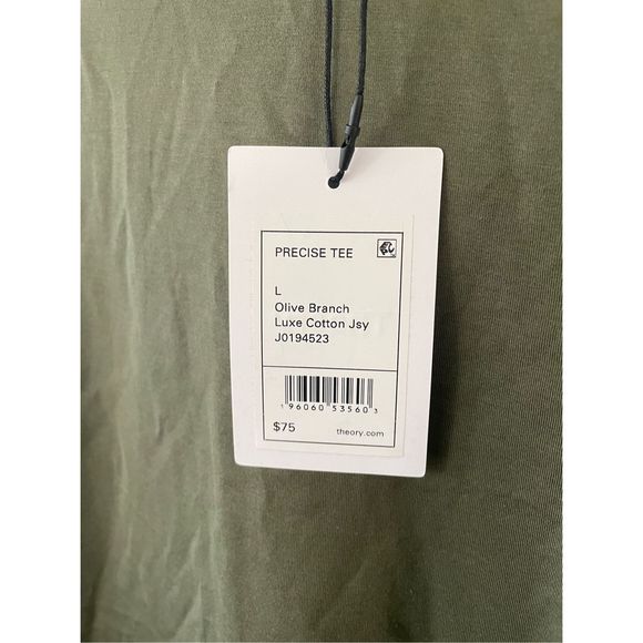 Theory Men’s Large Precision T-Shirt Olive Branch Luxe Cotton NWT - Picture 2 of 5